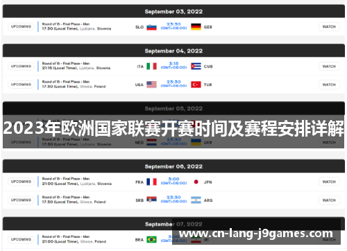 2023年欧洲国家联赛开赛时间及赛程安排详解